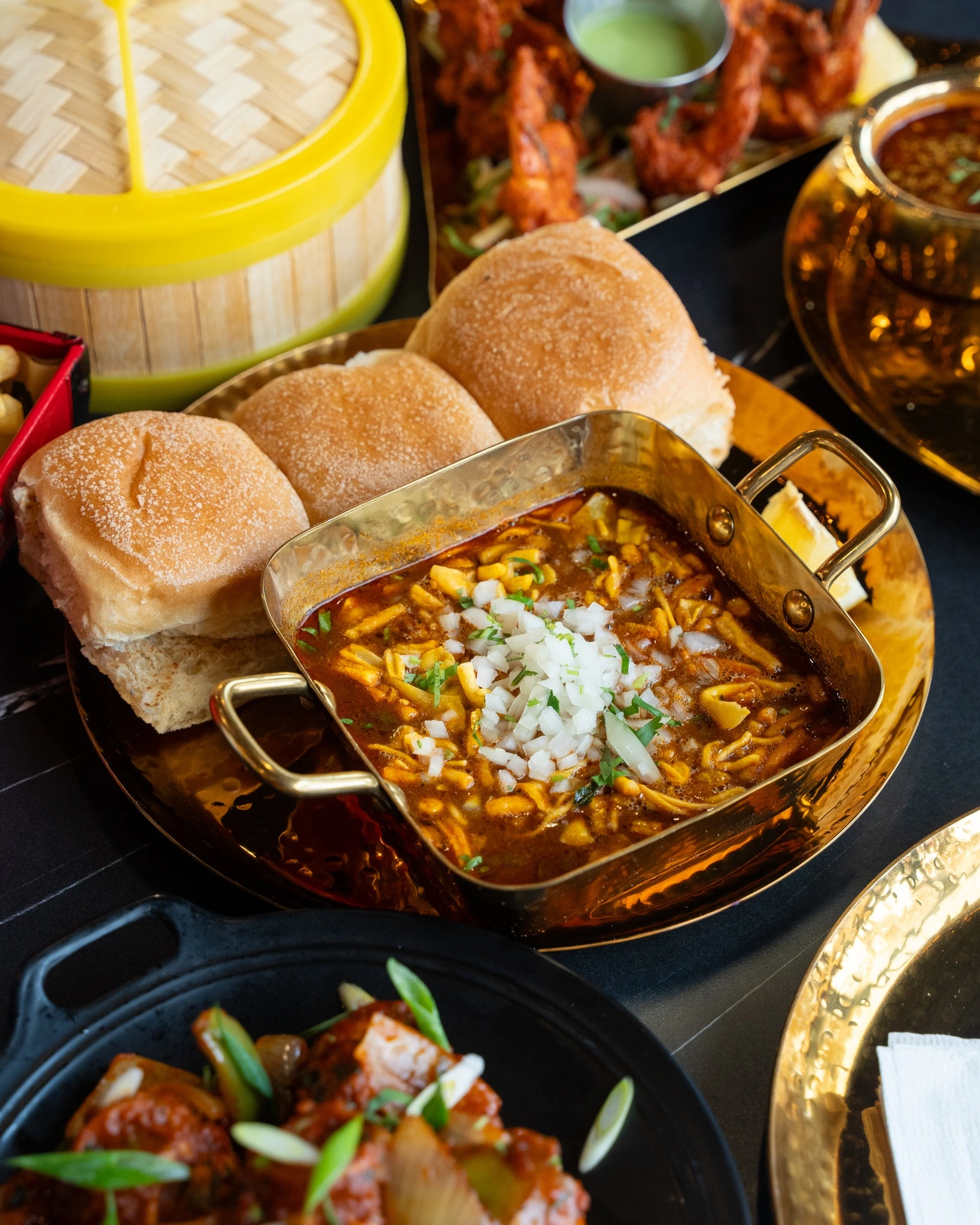 Pav Bhaji with buttered bread at Vivaan's Yummies Indian restaurant Calgary NE