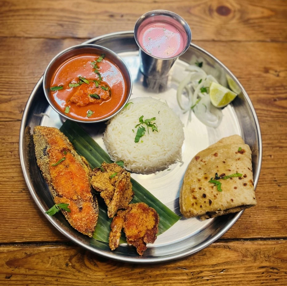 Sea food Thaali traditional seafood meal at Vivaan's Yummies Calgary NE